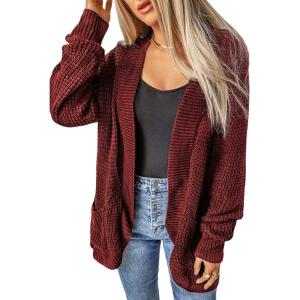 imageAstylish Womens Open Front Fleece Lined Knit Sweater Cardigan Winter Outwear Coat