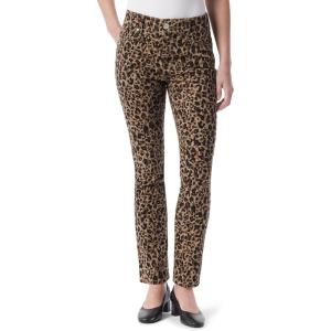 imageGloria Vanderbilt Womens Tummy Sculpt Front Zip Straight Leg Jean StandardHazelnut Paintsplash Leopard2