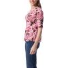 imageGloria Vanderbilt Womens Alanis Boat Neck Knit Tee Shirt with Elbow Sleeves StandardBurgundy Elixir  Hazy Bloom