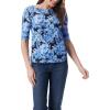 imageGloria Vanderbilt Womens Alanis Boat Neck Knit Tee Shirt with Elbow Sleeves StandardMidnight Affair Hazy Bloom