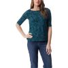 imageGloria Vanderbilt Womens Alanis Boat Neck Knit Tee Shirt with Elbow Sleeves StandardPonderosa Spruce  Petite Paisley Etching