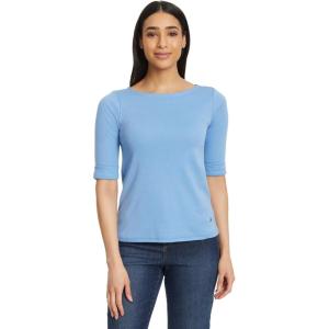 imageGloria Vanderbilt Womens Alanis Boat Neck Knit Tee Shirt with Elbow Sleeves StandardCool Lagoon