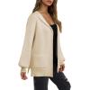 imageAstylish Women Hooded Cardigan Sweaters Chunky Open Front Pockets Oversized Solid Ribbed Outerwear Fall OutfitsApricot