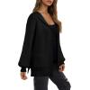 imageAstylish Women Hooded Cardigan Sweaters Chunky Open Front Pockets Oversized Solid Ribbed Outerwear Fall OutfitsBlack