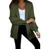 imageAstylish Women Hooded Cardigan Sweaters Chunky Open Front Pockets Oversized Solid Ribbed Outerwear Fall OutfitsBlackish Green