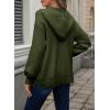 imageAstylish Women Hooded Cardigan Sweaters Chunky Open Front Pockets Oversized Solid Ribbed Outerwear Fall OutfitsBlackish Green
