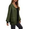 imageAstylish Women Hooded Cardigan Sweaters Chunky Open Front Pockets Oversized Solid Ribbed Outerwear Fall OutfitsBlackish Green