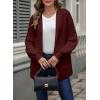 imageAstylish Women Hooded Cardigan Sweaters Chunky Open Front Pockets Oversized Solid Ribbed Outerwear Fall OutfitsBurgundy