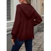 imageAstylish Women Hooded Cardigan Sweaters Chunky Open Front Pockets Oversized Solid Ribbed Outerwear Fall OutfitsBurgundy