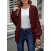 imageAstylish Women Hooded Cardigan Sweaters Chunky Open Front Pockets Oversized Solid Ribbed Outerwear Fall OutfitsBurgundy
