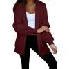 imageAstylish Women Hooded Cardigan Sweaters Chunky Open Front Pockets Oversized Solid Ribbed Outerwear Fall OutfitsBurgundy