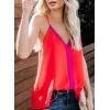 imageAstylish Womens Cute Ruffle V Neck Sleeveless Shirts Spaghetti Strap Solid Cami Tank Tops Blouses Large Red
