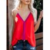 imageAstylish Womens Cute Ruffle V Neck Sleeveless Shirts Spaghetti Strap Solid Cami Tank Tops Blouses Large Red