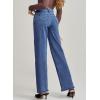 imageAstylish Womens High Waisted Raw Hem Jeans Stretchy Wide Leg Frayed Straight Denim PantsDusk Blue