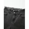 imageAstylish Womens High Waisted Raw Hem Jeans Stretchy Wide Leg Frayed Straight Denim PantsGray