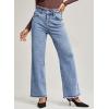 imageAstylish Womens High Waisted Raw Hem Jeans Stretchy Wide Leg Frayed Straight Denim PantsMyosotis