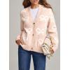 imageAstylish Womens Open Front Knit Cardigan Sweaters Button Down Bow Printed Outwear Coat with PocketsParchment