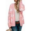 imageAstylish Womens Open Front Knit Cardigan Sweaters Button Down Bow Printed Outwear Coat with PocketsPink