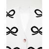 imageAstylish Womens Open Front Knit Cardigan Sweaters Button Down Bow Printed Outwear Coat with PocketsWhite