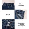 imageAstylish Womens Stretch Elastic High Waisted Jeans Trendy Baggy Wide Leg Straight Denim PantsBluing