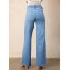 imageAstylish Womens Stretch Elastic High Waisted Jeans Trendy Baggy Wide Leg Straight Denim PantsSky Blue
