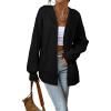 imageAstylish Women Hooded Cardigan Sweaters Chunky Open Front Pockets Oversized Solid Ribbed Outerwear Fall OutfitsBlack