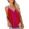 imageAstylish Womens Cute Ruffle V Neck Sleeveless Shirts Spaghetti Strap Solid Cami Tank Tops Blouses Large Red