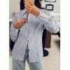 imageAstylish Womens Striped Dress Shirt Long Sleeve Collared Metal Heart Shaped Button Down Blouse TopsLight Grey