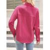 imageAstylish Womens Striped Dress Shirt Long Sleeve Collared Metal Heart Shaped Button Down Blouse TopsPink