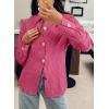 imageAstylish Womens Striped Dress Shirt Long Sleeve Collared Metal Heart Shaped Button Down Blouse TopsPink
