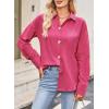 imageAstylish Womens Striped Dress Shirt Long Sleeve Collared Metal Heart Shaped Button Down Blouse TopsPink