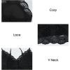 imageAstylish Womens Comfort V Neck Breathable Floral Lace Bralette Ladies Elastic Straps Wirefree Full Coverage Bra Black Large