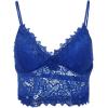 imageAstylish Womens Comfort V Neck Breathable Floral Lace Bralette Ladies Elastic Straps Wirefree Full Coverage Bra Blue Large