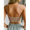 imageAstylish Womens Sexy Eyelash Lace Bralette Bandeau Bra with Adjustable Straps Wireless Bralette Cami Bra Vest Apricot Small