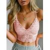 imageAstylish Womens Sexy Eyelash Lace Bralette Bandeau Bra with Adjustable Straps Wireless Bralette Cami Bra Vest Pink Small