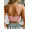 imageAstylish Womens Sexy Eyelash Lace Bralette Bandeau Bra with Adjustable Straps Wireless Bralette Cami Bra Vest Pink Small