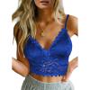 imageAstylish Womens Comfort V Neck Breathable Floral Lace Bralette Ladies Elastic Straps Wirefree Full Coverage Bra Blue Large