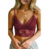 imageAstylish Womens Comfort V Neck Breathable Floral Lace Bralette Ladies Elastic Straps Wirefree Full Coverage Bra Red Large