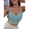 imageAstylish Womens Comfort V Neck Breathable Floral Lace Bralette Ladies Elastic Straps Wirefree Full Coverage Bra Sky Blue Large