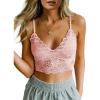 imageAstylish Womens Sexy Eyelash Lace Bralette Bandeau Bra with Adjustable Straps Wireless Bralette Cami Bra Vest Pink Small