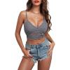 imageAstylish Womens Soft Floral Lace Adjustable Straps Lift Bra Wire Free Bralette Push Up Padded Everyday Bra Gray Medium