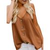 imageAstylish Womens Summer Cute Sleeveless Shirts V Neck Button Down Flowy Cami Tank Tops Medium 8 10 Orange