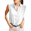imageAstylish Womens Summer Sleeveless Button Down Shirts Solid Collar Office Tank Tops White Medium
