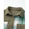 imageAstylish Womens Flannel Plaid Shirts Long Sleeve Button Down Shacket Color Block Blouse TopsMist Green