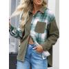 imageAstylish Womens Flannel Plaid Shirts Long Sleeve Button Down Shacket Color Block Blouse TopsMist Green