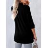 imageAstylish Women 2026 Loose Fit Tops Cotton Linen Button Down Shirts Collared Roll Up Long Sleeve V Neck BlousesBlack
