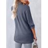 imageAstylish Women 2026 Loose Fit Tops Cotton Linen Button Down Shirts Collared Roll Up Long Sleeve V Neck BlousesDusk Blue