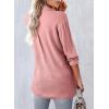 imageAstylish Women 2026 Loose Fit Tops Cotton Linen Button Down Shirts Collared Roll Up Long Sleeve V Neck BlousesLight Pink