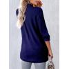 imageAstylish Women 2026 Loose Fit Tops Cotton Linen Button Down Shirts Collared Roll Up Long Sleeve V Neck BlousesNavy Blue