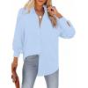 imageAstylish Women 2026 Loose Fit Tops Cotton Linen Button Down Shirts Collared Roll Up Long Sleeve V Neck BlousesSky Blue